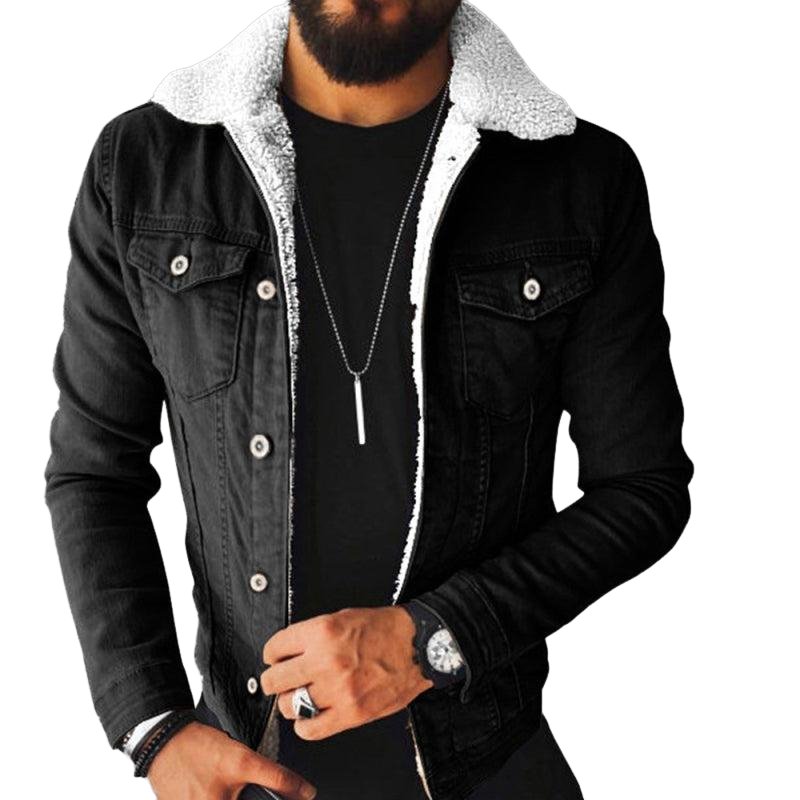 Plush Style Thickened Denim Outer Jacket - www.SharpDuds.com