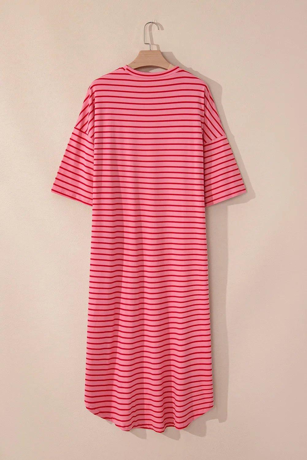 Pocketed Striped Half Sleeve Tee Dress - SharpDuds