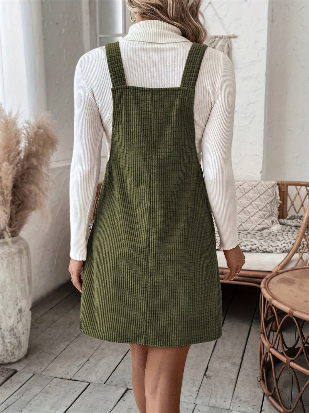 Pocketed Wide Strap Overall Dress - SharpDuds