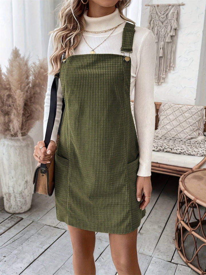 Pocketed Wide Strap Overall Dress - SharpDuds