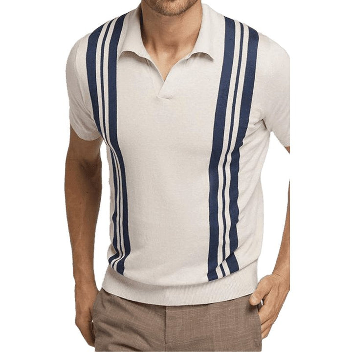 Polo Shirt With Lapel And Short Sleeves - www.SharpDuds.com