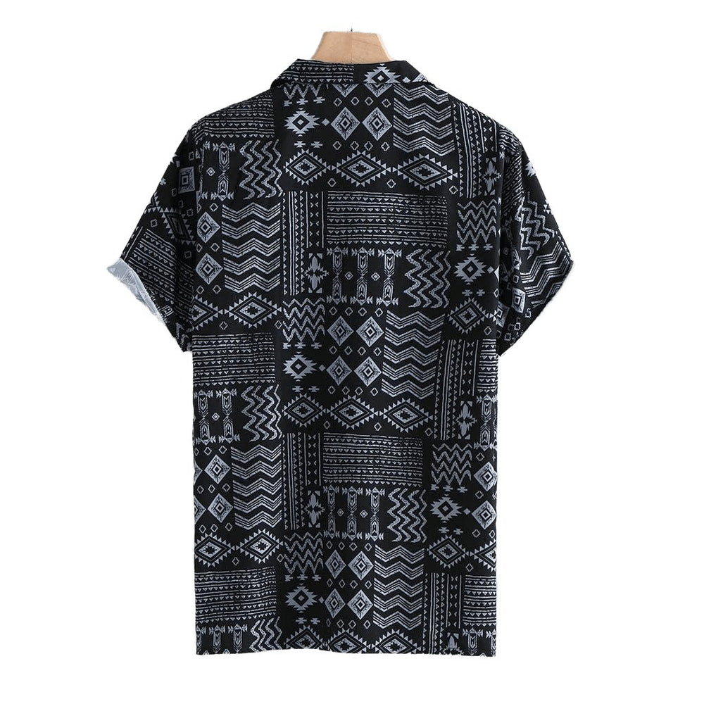 Printed Black Aztec Slim Fit Shirt - www.SharpDuds.com