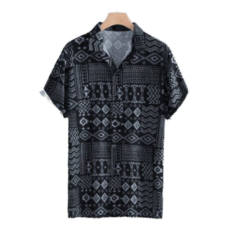 Printed Black Aztec Slim Fit Shirt - www.SharpDuds.com