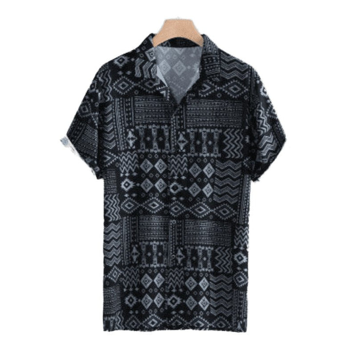 Printed Black Aztec Slim Fit Shirt - www.SharpDuds.com