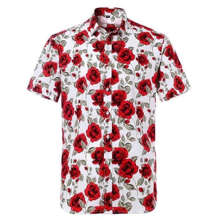 Printed Floral Short-Sleeved Shirt - www.SharpDuds.com