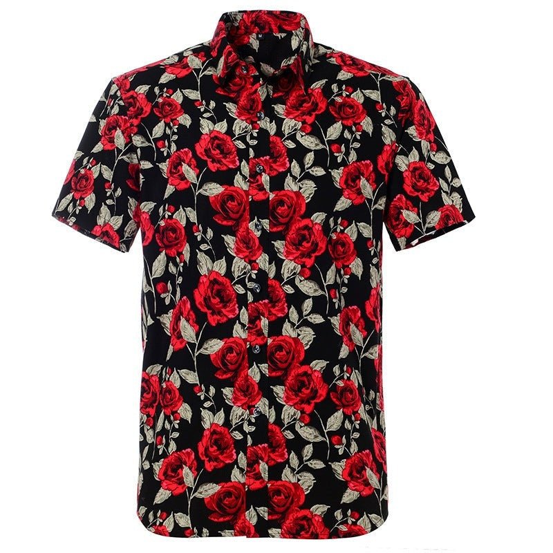 Printed Floral Short-Sleeved Shirt - www.SharpDuds.com