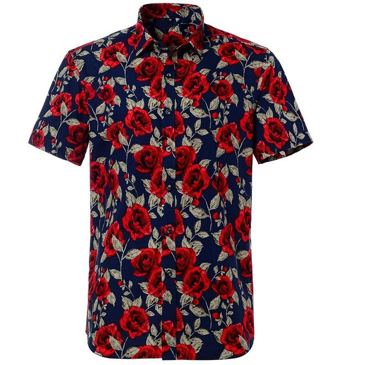 Printed Floral Short-Sleeved Shirt - www.SharpDuds.com