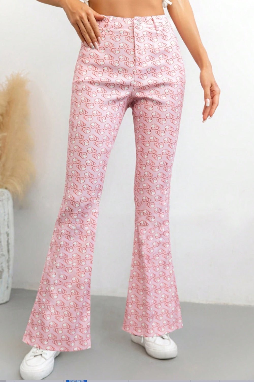 Printed High Waist Flare Pants with Pockets - SharpDuds