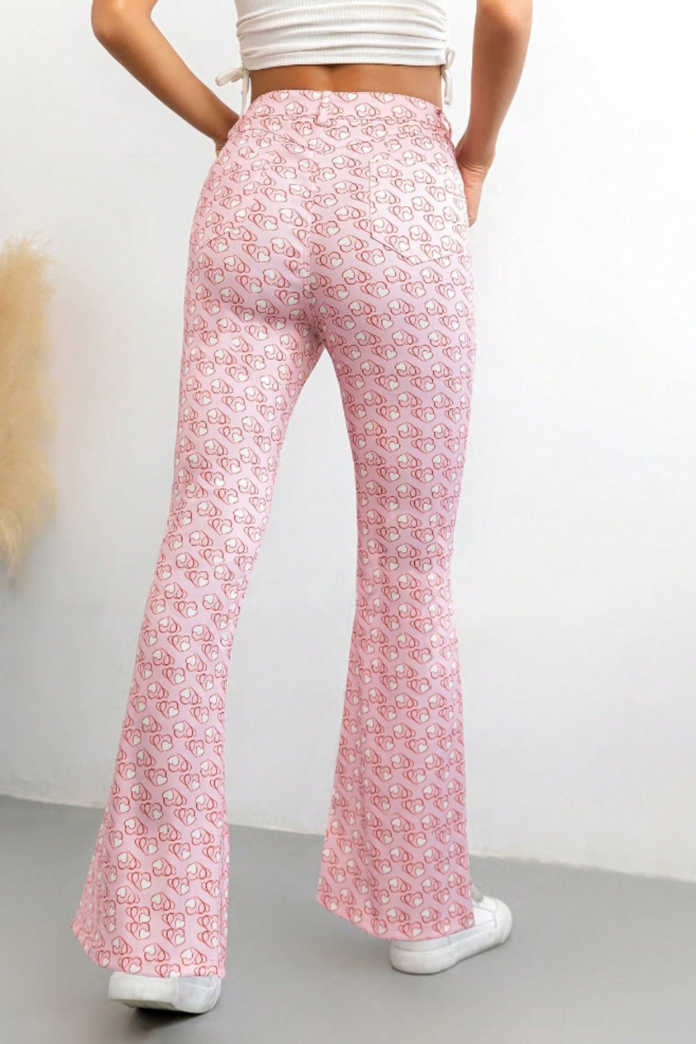 Printed High Waist Flare Pants with Pockets - SharpDuds