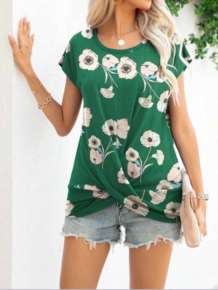 Printed Round Neck Short Sleeve T - Shirt - SharpDuds