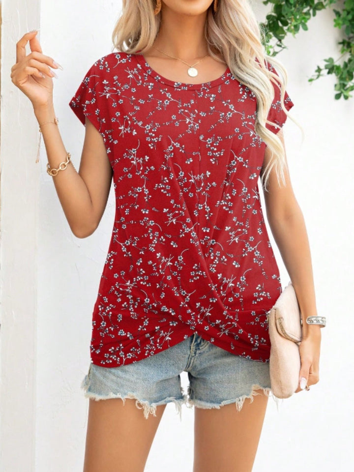 Printed Round Neck Short Sleeve T - Shirt - SharpDuds