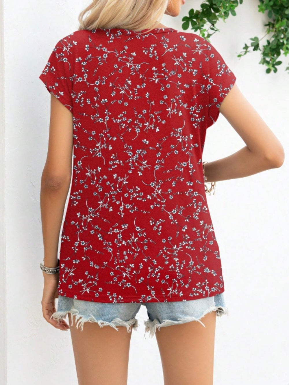 Printed Round Neck Short Sleeve T - Shirt - SharpDuds