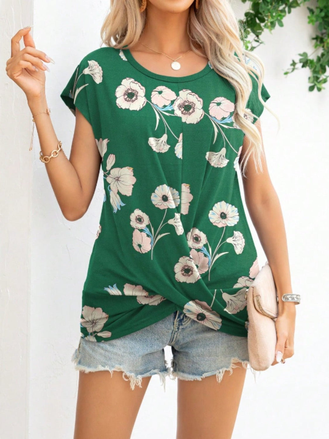 Printed Round Neck Short Sleeve T - Shirt - SharpDuds