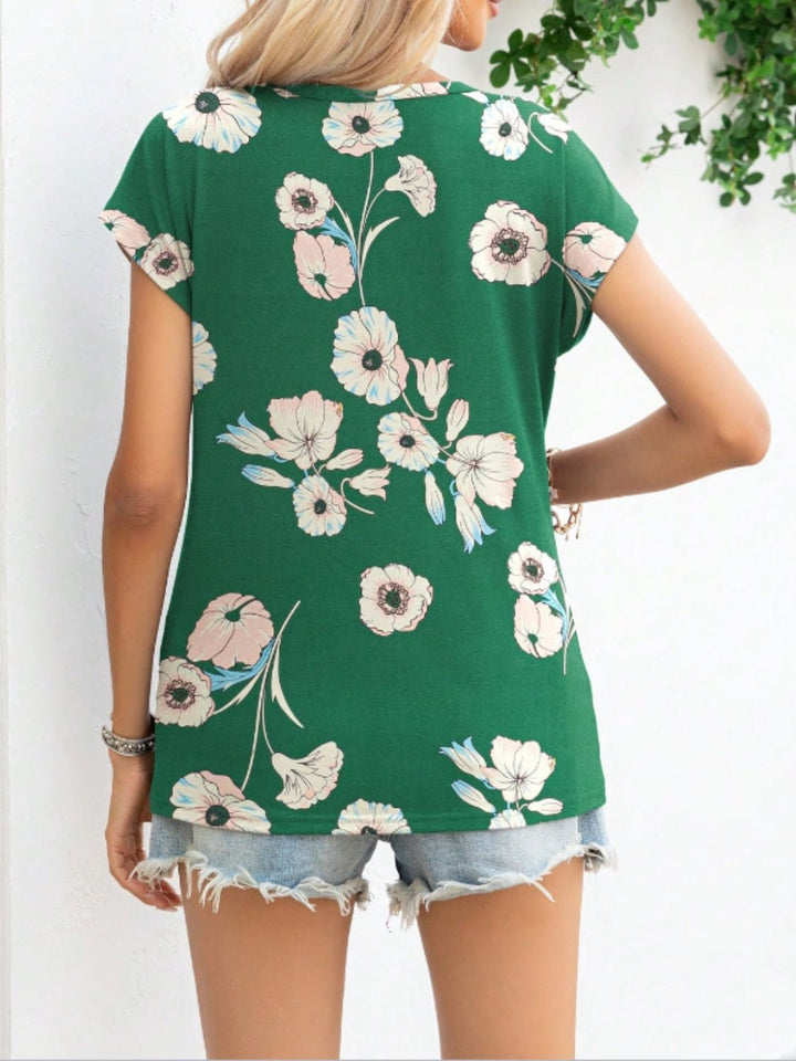 Printed Round Neck Short Sleeve T - Shirt - SharpDuds