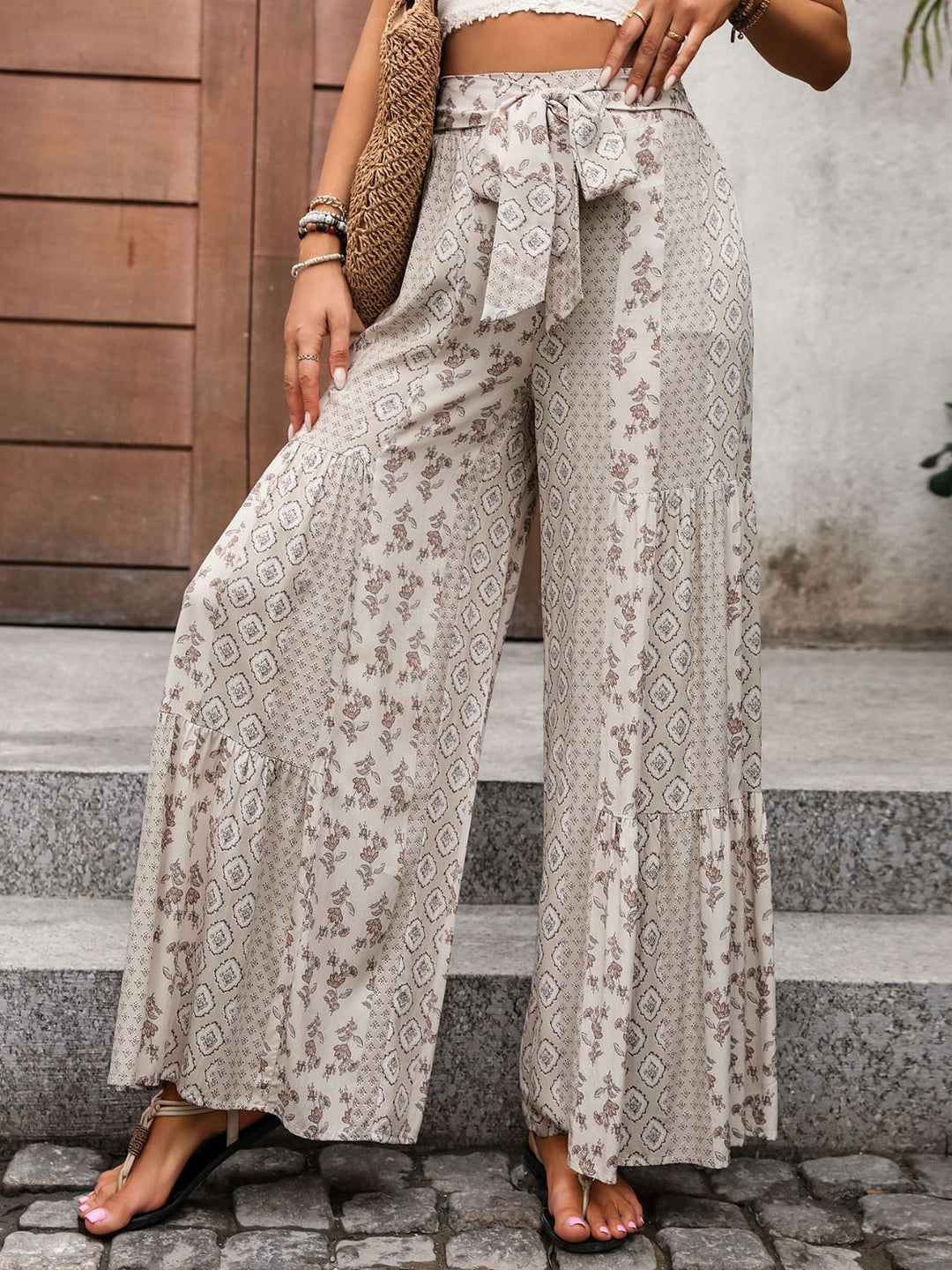 Printed Wide Leg Pants - SharpDuds