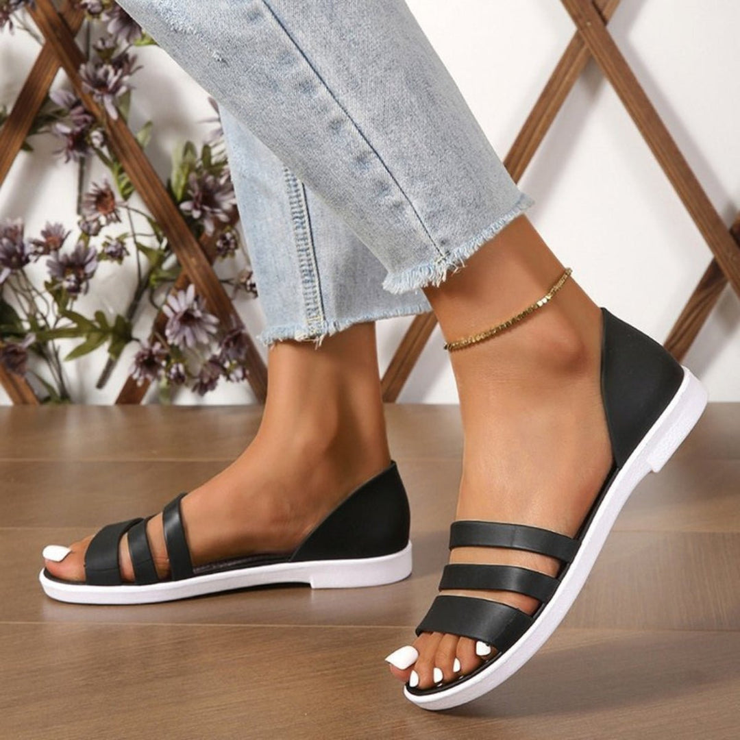 PU Leather Three - Strap Sandals - SharpDuds