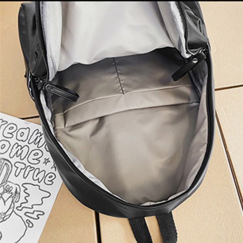 PU Leather Zip Backpack Bag - SharpDuds