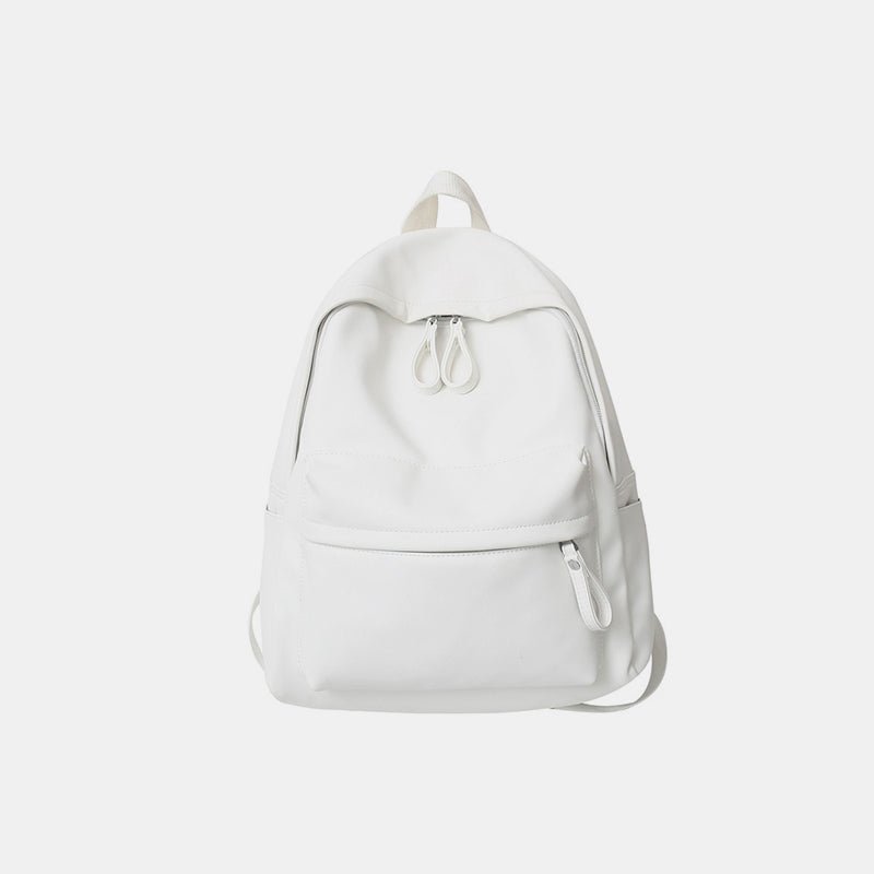 PU Leather Zip Backpack Bag - SharpDuds