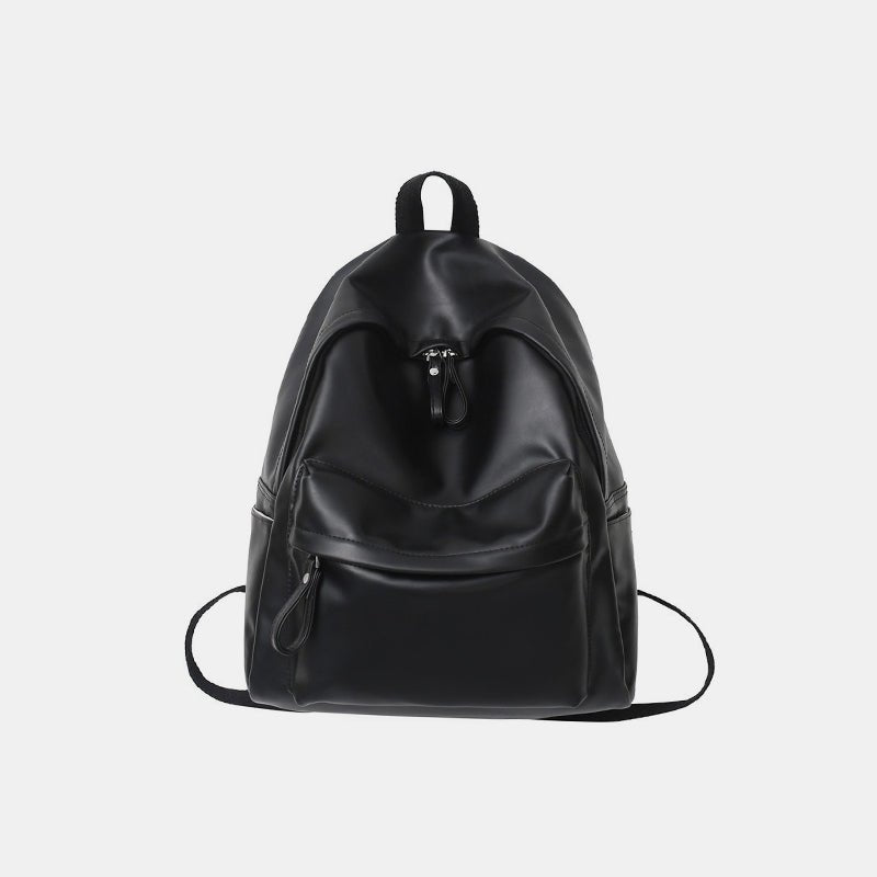 PU Leather Zip Backpack Bag - SharpDuds