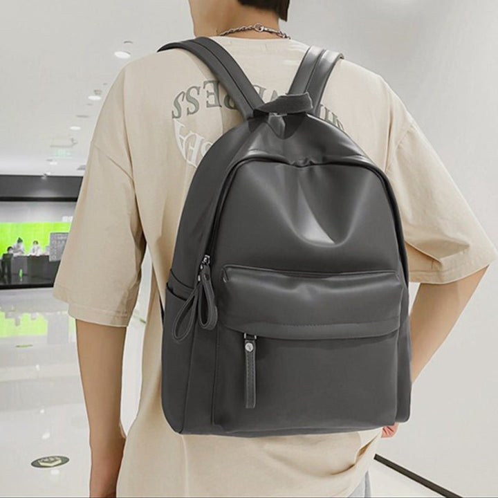 PU Leather Zip Backpack Bag - SharpDuds