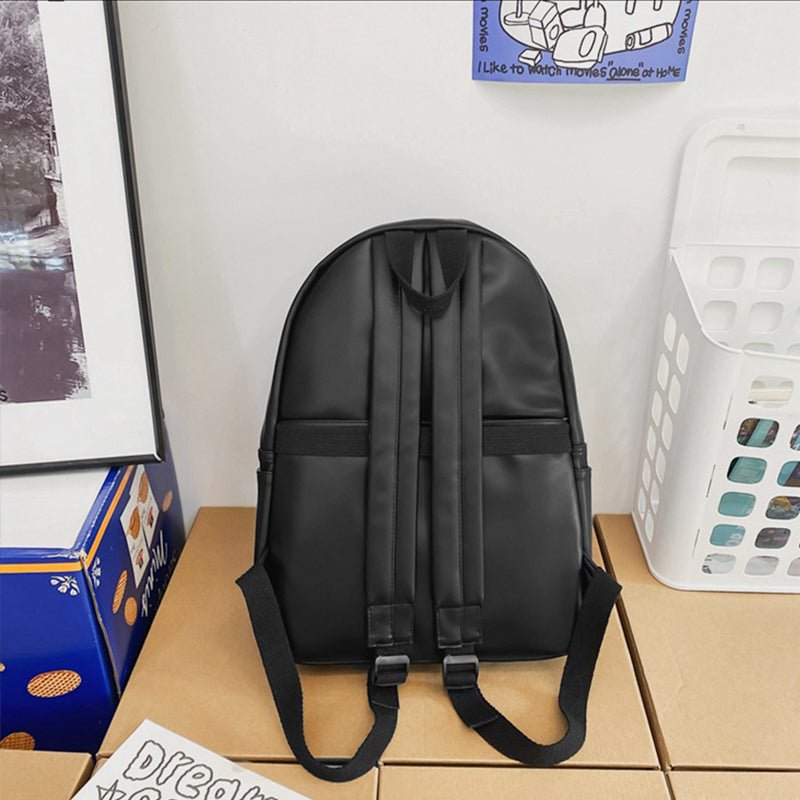 PU Leather Zip Backpack Bag - SharpDuds