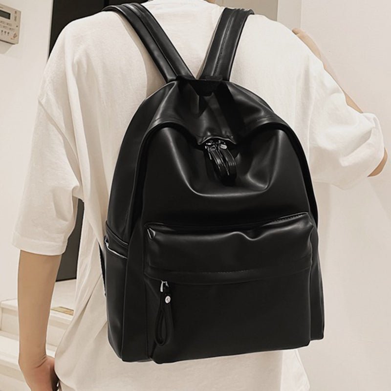 PU Leather Zip Backpack Bag - SharpDuds