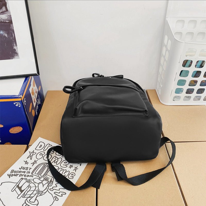 PU Leather Zip Backpack Bag - SharpDuds