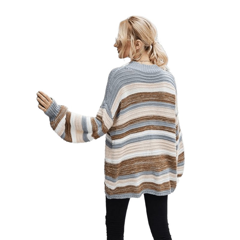 Pullover Plus Size Knitted Patchwork Sweater - www.SharpDuds.com