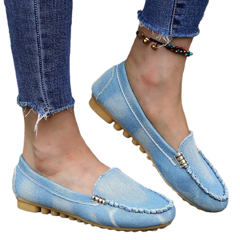 Pure Blue Denim Viscose Pointed Toe Low-top Shoes - www.SharpDuds.com