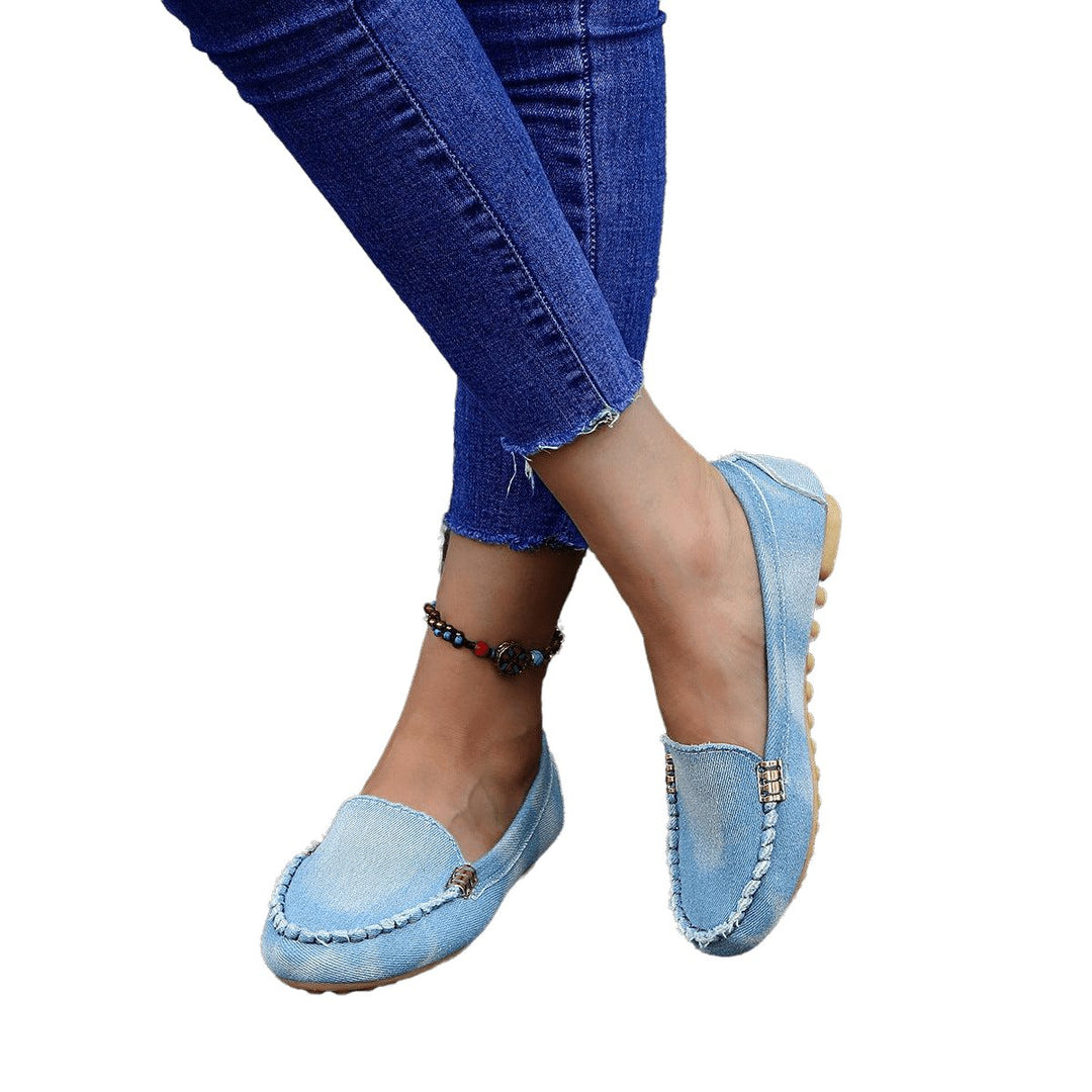 Pure Blue Denim Viscose Pointed Toe Low-top Shoes - www.SharpDuds.com