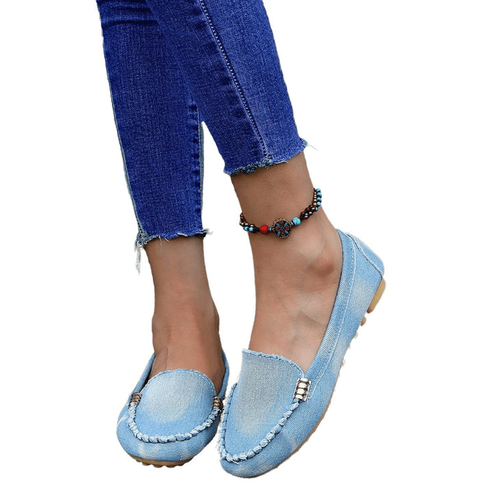 Pure Blue Denim Viscose Pointed Toe Low-top Shoes - www.SharpDuds.com