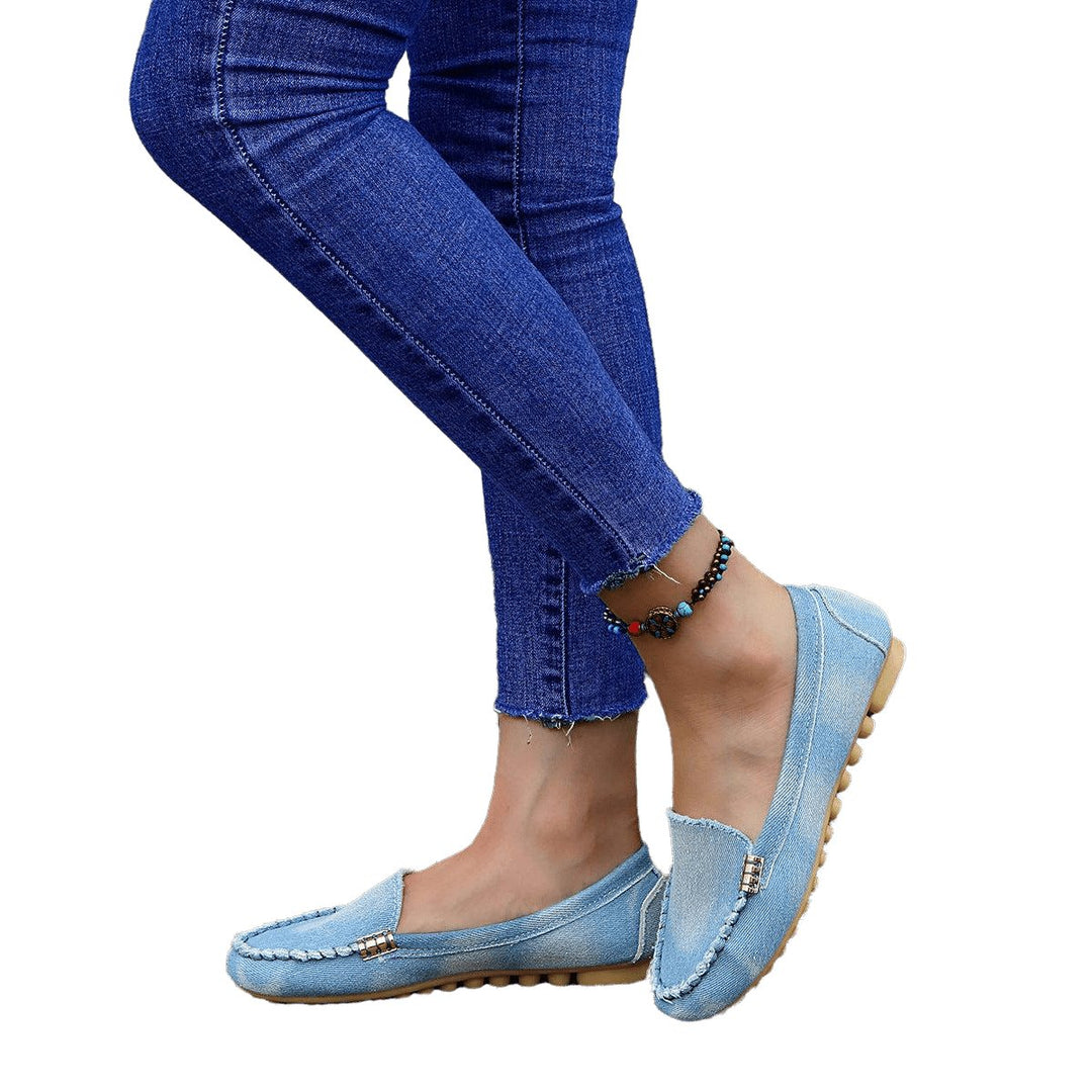 Pure Blue Denim Viscose Pointed Toe Low-top Shoes - www.SharpDuds.com