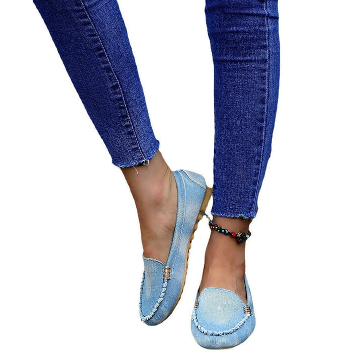 Pure Blue Denim Viscose Pointed Toe Low-top Shoes - www.SharpDuds.com