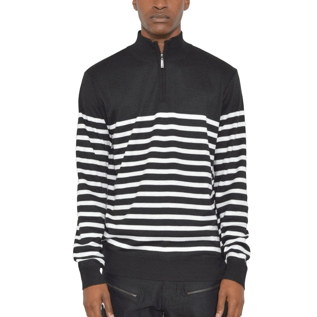 QUARTER ZIP STRIPE POLLUVER - www.SharpDuds.com