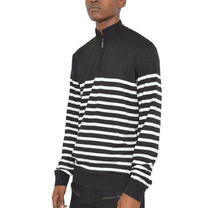 QUARTER ZIP STRIPE POLLUVER - www.SharpDuds.com