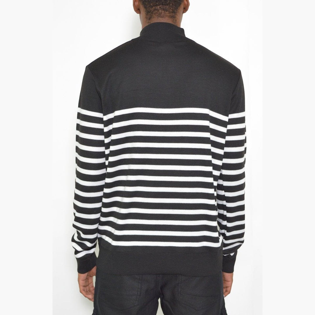 QUARTER ZIP STRIPE POLLUVER - www.SharpDuds.com