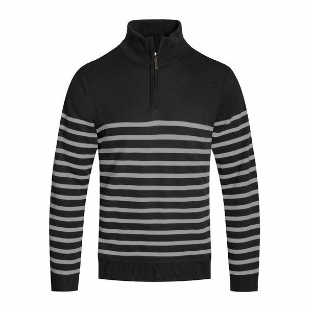 QUARTER ZIP STRIPE POLLUVER - www.SharpDuds.com