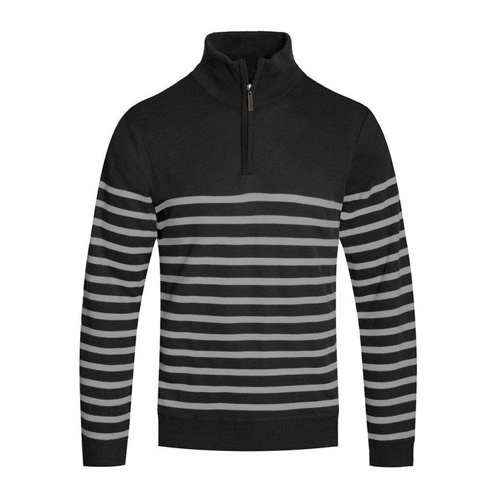 QUARTER ZIP STRIPE POLLUVER - www.SharpDuds.com