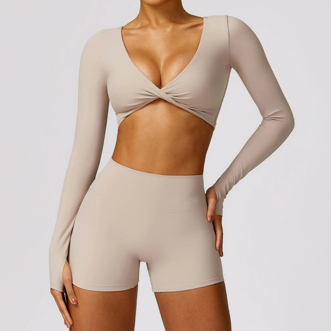 Quick-Drying Long Sleeve Running Fitness Two-piece Sports/ Yoga Suit - www.SharpDuds.com