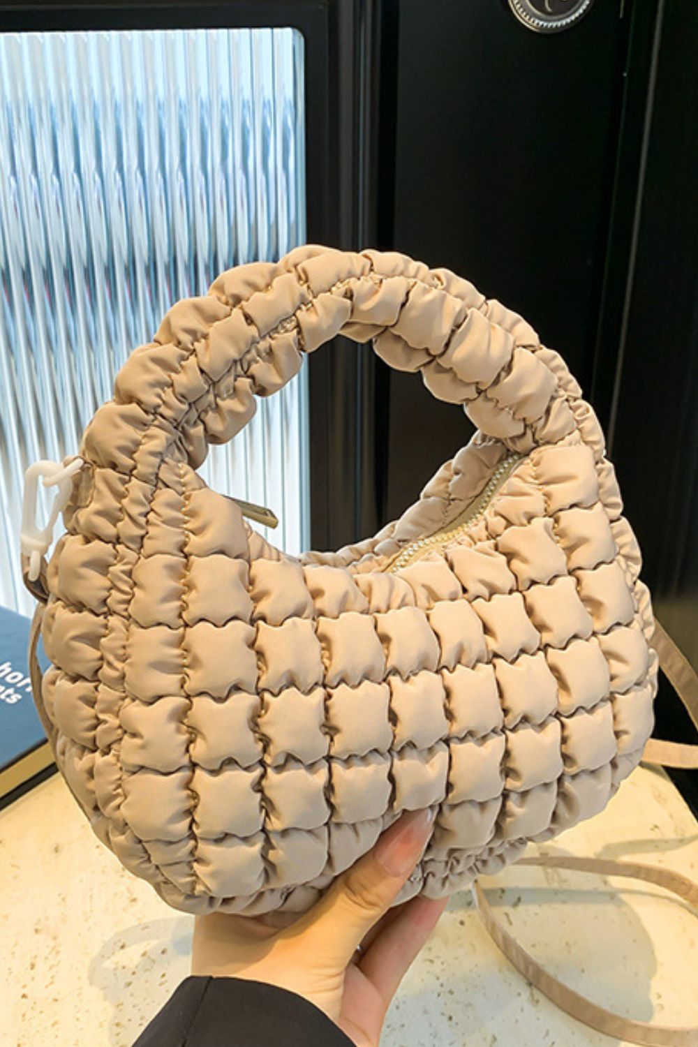 Quilted Puffy Removable Strap Crossbody Bag - SharpDuds