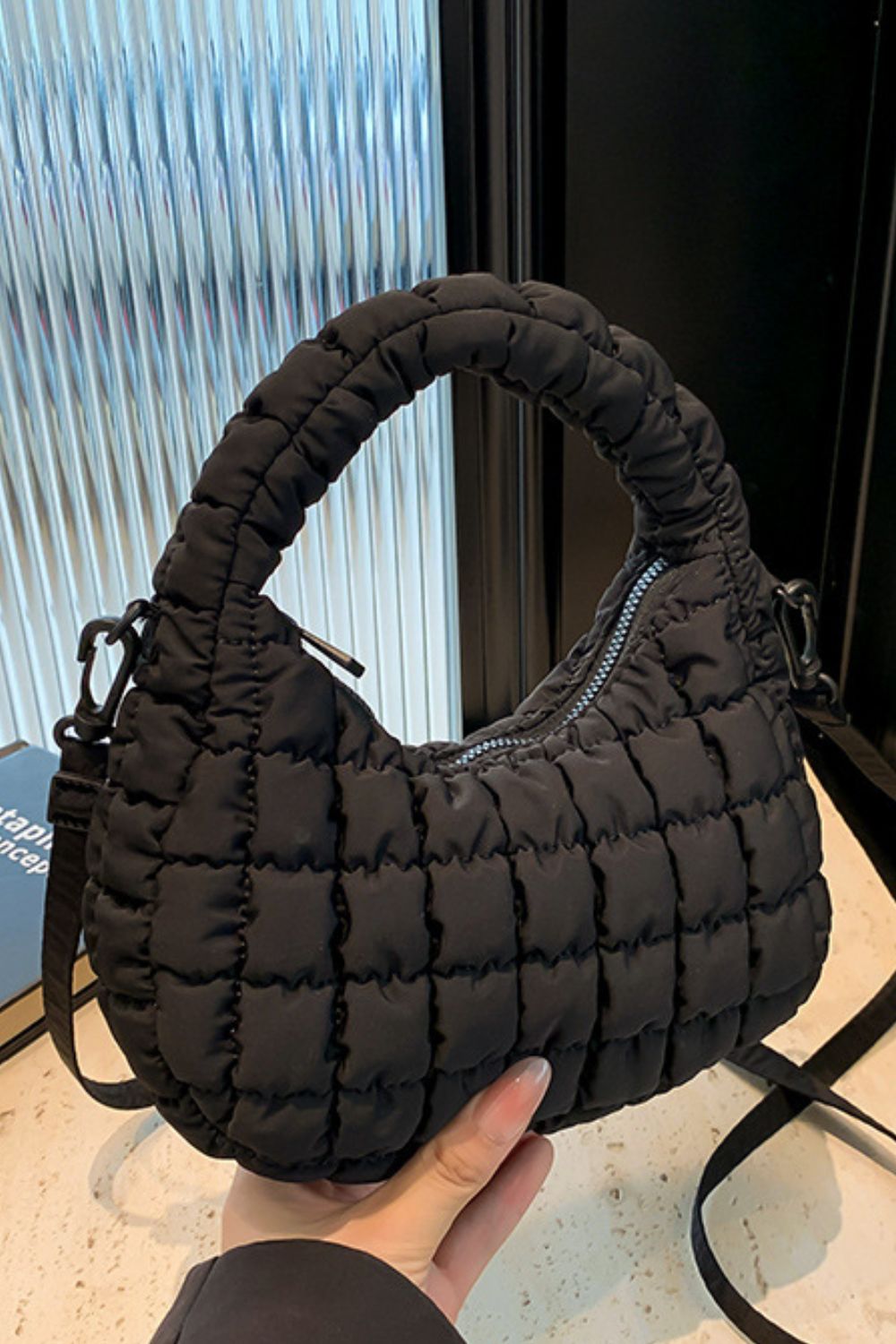 Quilted Puffy Removable Strap Crossbody Bag - SharpDuds