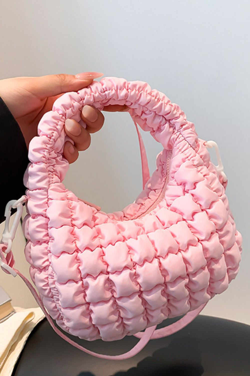 Quilted Puffy Removable Strap Crossbody Bag - SharpDuds