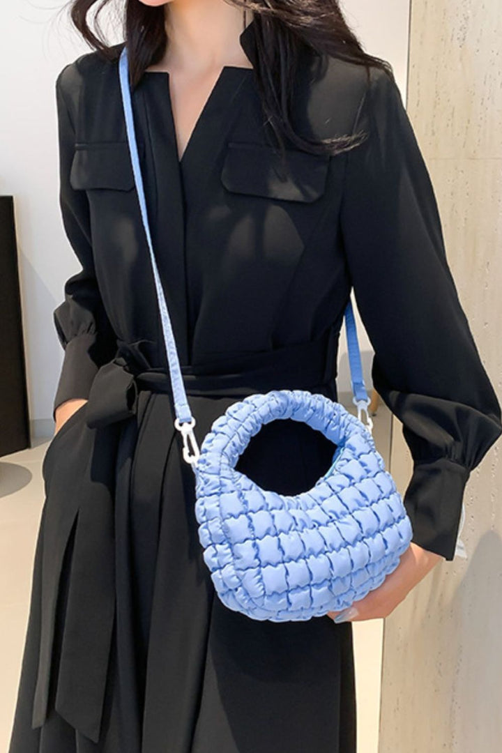 Quilted Puffy Removable Strap Crossbody Bag - SharpDuds