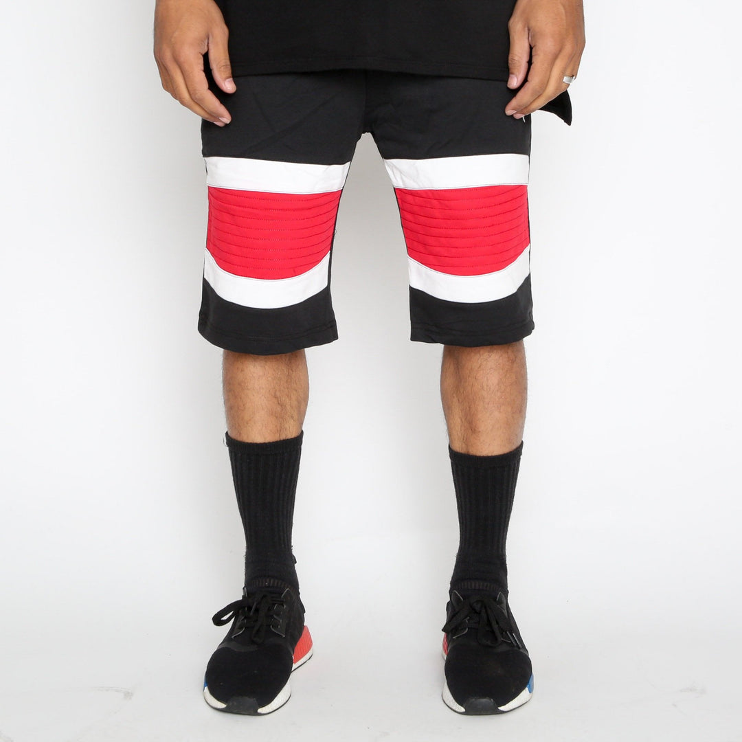 Red Stripe Moto Shorts - www.SharpDuds.com