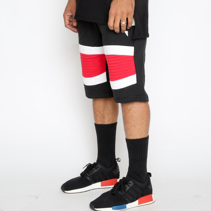 Red Stripe Moto Shorts - www.SharpDuds.com