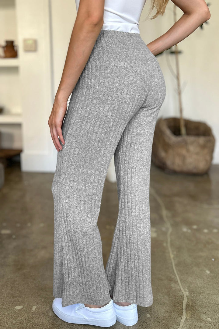 Ribbed High Waist Flare Pants - SharpDuds