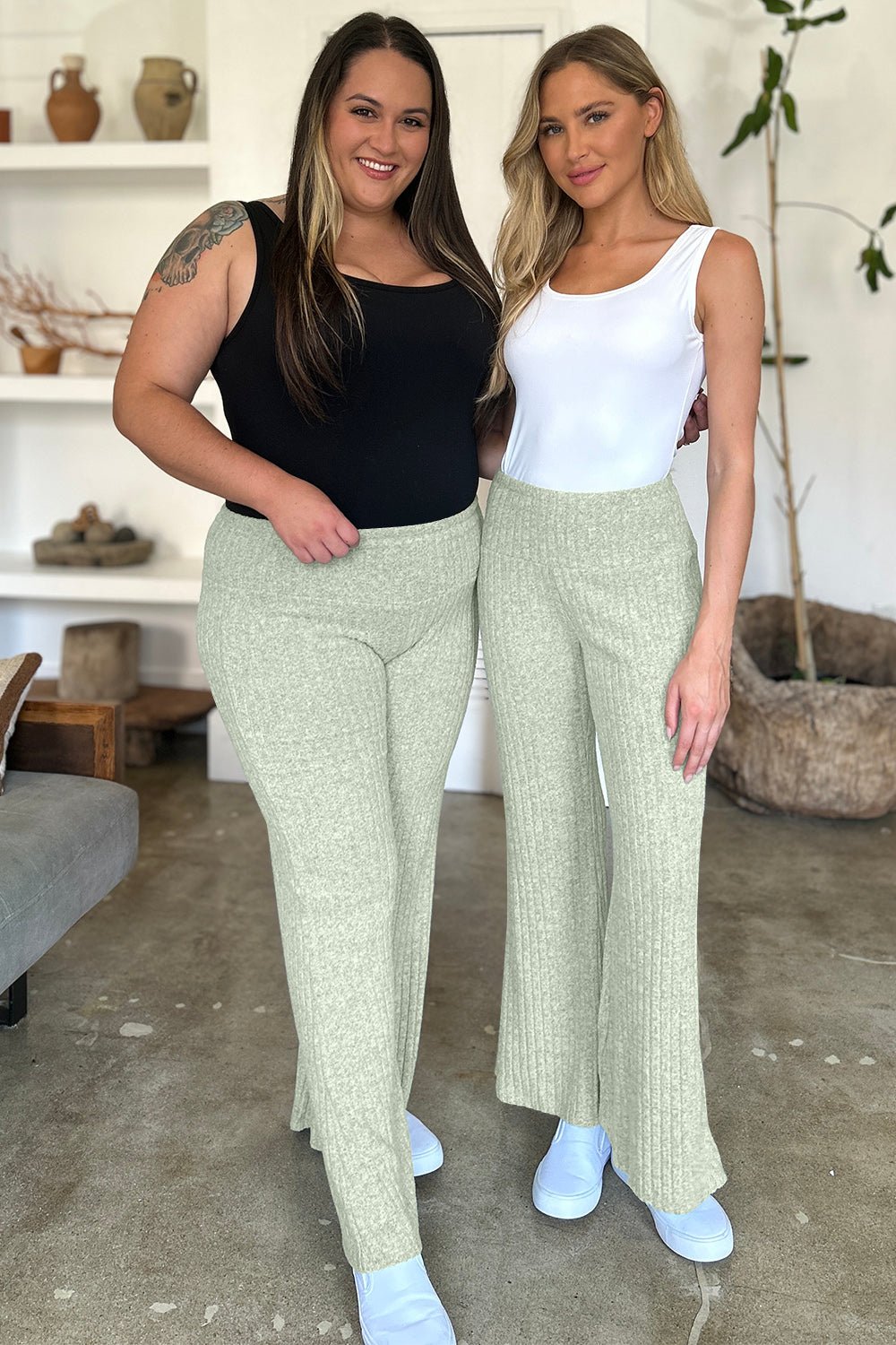 Ribbed High Waist Flare Pants - SharpDuds