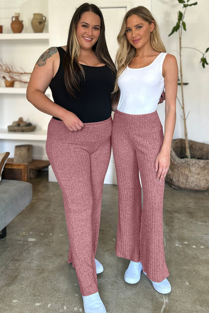 Ribbed High Waist Flare Pants - SharpDuds