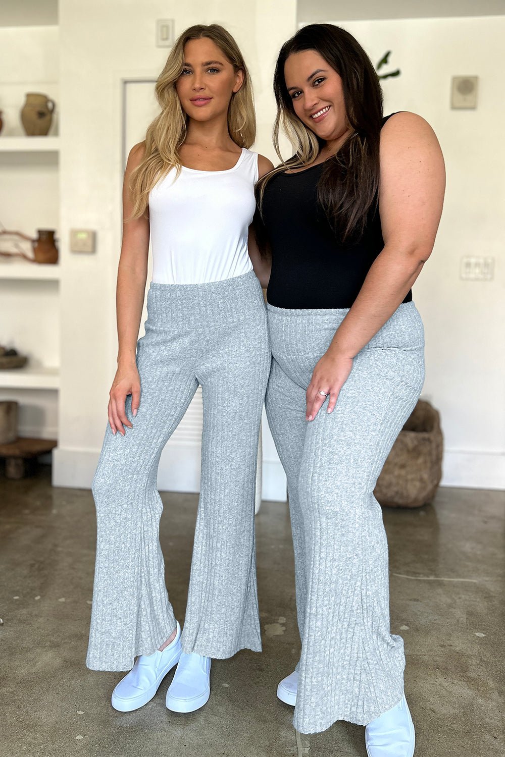 Ribbed High Waist Flare Pants - SharpDuds