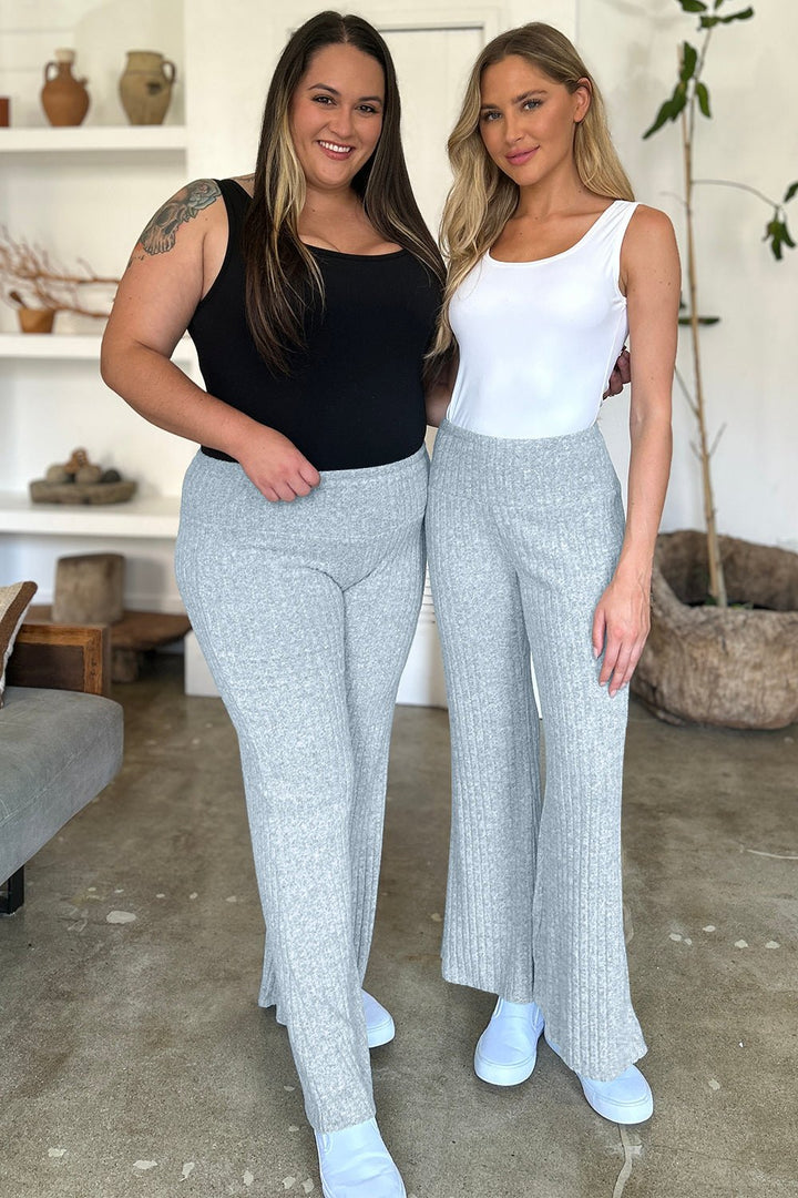 Ribbed High Waist Flare Pants - SharpDuds